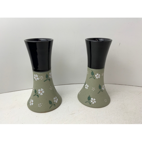 765 - Pair of Lovett Langley Daisy Pattern Vases