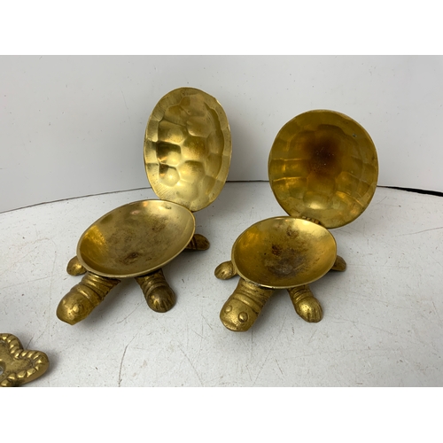 792 - Brass Cannon and Tortoise Ashtrays