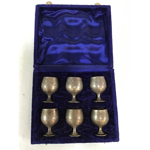 777 - Cased Pewter Goblets