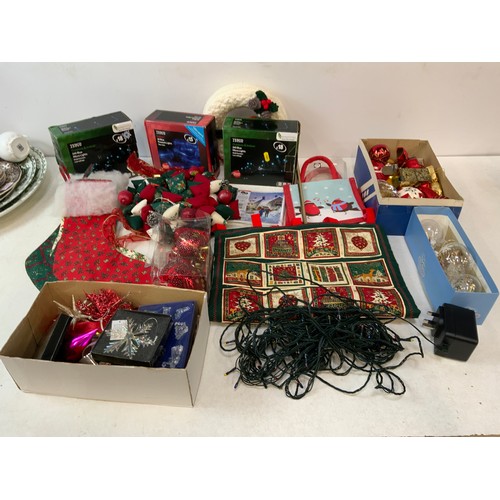 819 - Box of Christmas Decorations - Lights Working