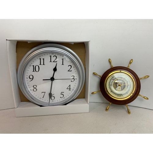 675 - Kitchen Clock and Small Barometer