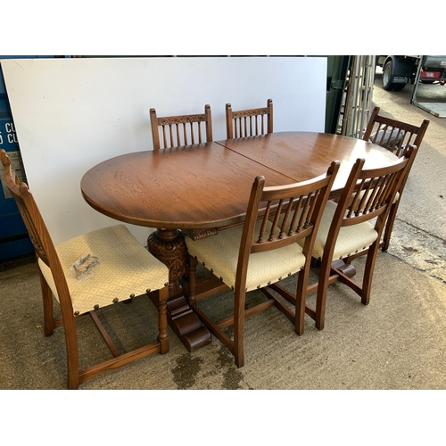 609A - Oak Extending Dining Table and 6x Chairs