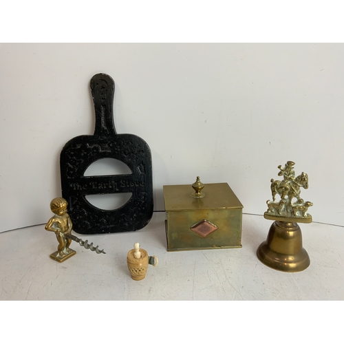 796 - Heavy Brass Box and Trivet etc