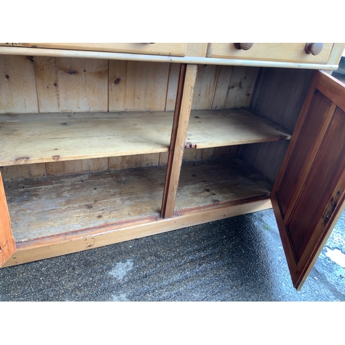 692 - Victorian Stripped Pine Dresser - 145cm Wide x 190cm High