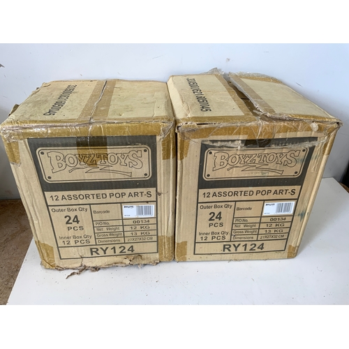 638A - 2x Boxes of 2x 12 Assorted Pop Art - New Old Stock