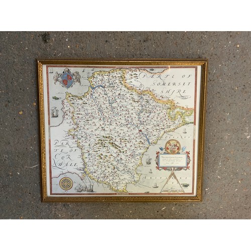 758 - 4x Framed Maps - Local and Somerset