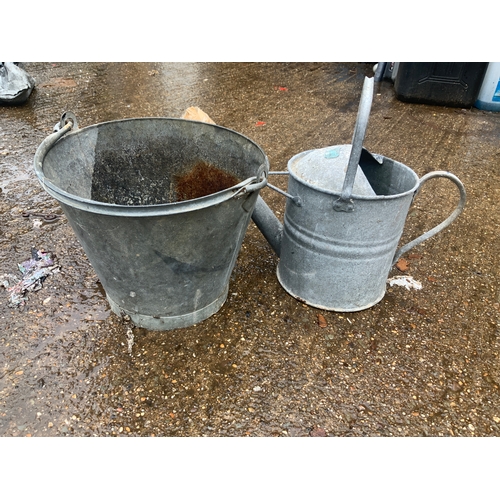 18 - Galvanised Bin and Watering Can