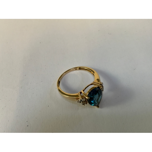 770 - 9ct Gold Ring Blue Topaz (12.0mm) - Size 0 - Marked 375 9K