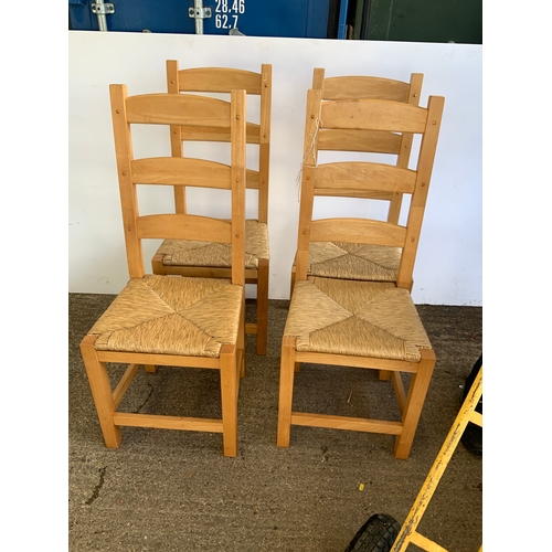 165 - 4x Rush Seated Chairs