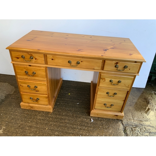 595 - Pine Twin Pedestal Desk