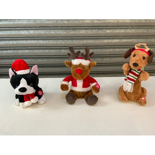 748 - 3x Animated Christmas Toys - Working