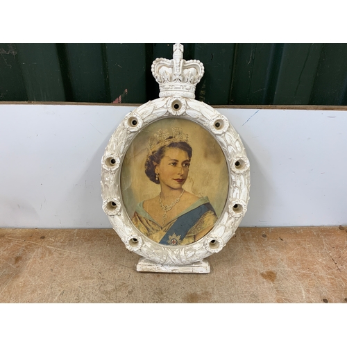 475 - Plaster Framed Picture - Queen Elizabeth II