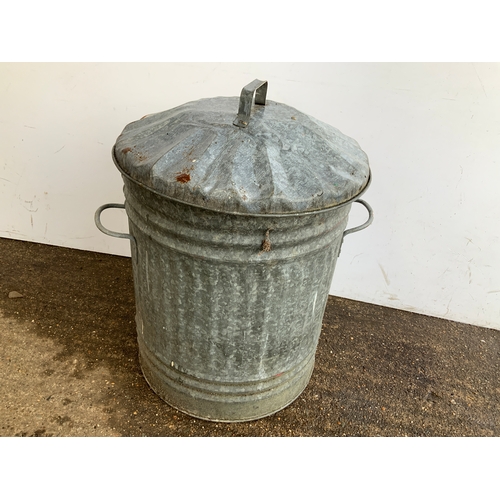 56 - Galvanised Dustbin and Contents