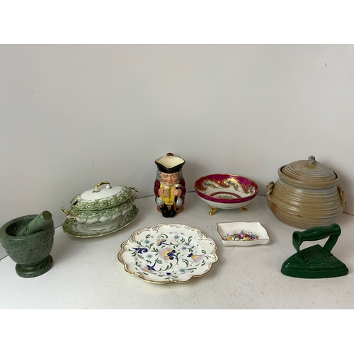 354 - Pestle and Mortar and Coalport Plate etc