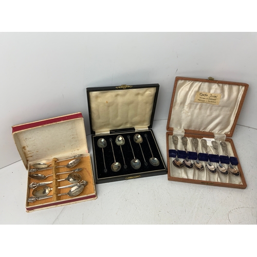 813 - Cased Silver Spoons - English, Danish and Thailand