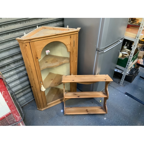 768 - Pine Corner Cupboard and Shelves