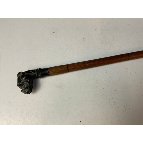 176 - Vintage Walking Cane with Bronze Dog Head