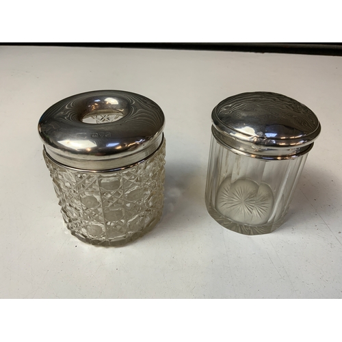 819 - Silver Topped Hair Tidy and Silver Topped Dressing Table Jar