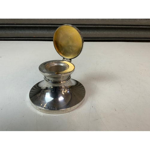 802 - Large Silver Capstan Shaped Inkwell