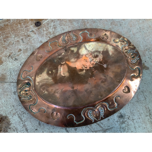 315 - Art Nouveau Copper Tray - 30cm