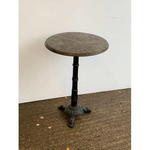 576 - Marble Top Cast Iron Base Table