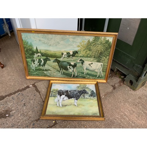 521 - Framed Oil on Canvas and Other Picture - Cows