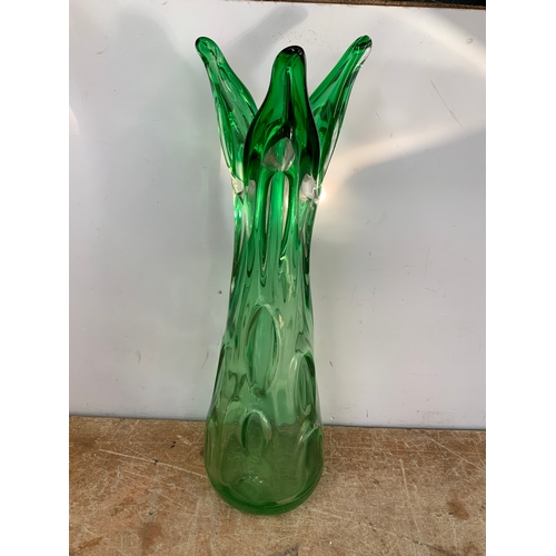 362 - Large Green Glass Vase