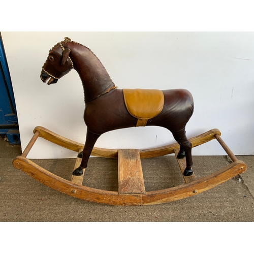 598 - Vintage Leather Rocking Horse