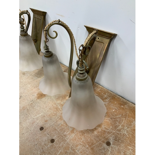 167 - Brass and Glass Wall Lights