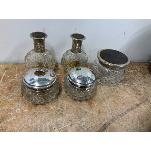 663 - Dressing Table pots  Silver Top