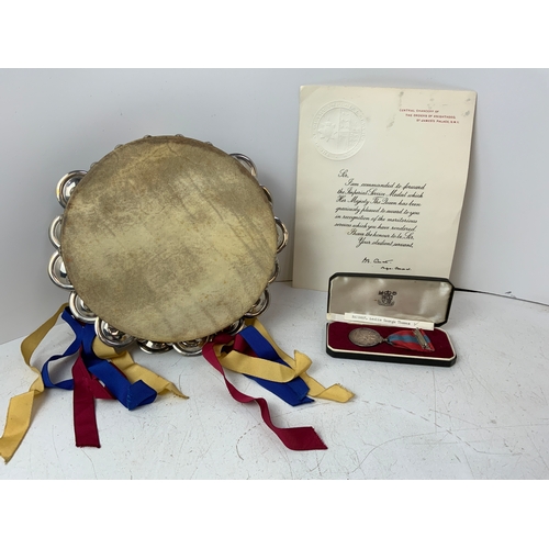 655 - Imperial Service Medal and Salvation Army Tambourine