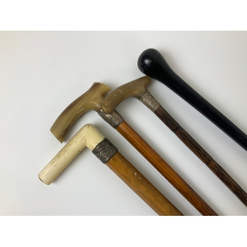 38 - 4x Walking Canes - Two are Silver Mounted