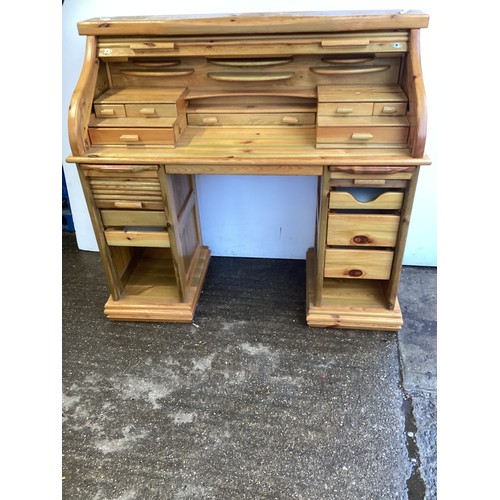 443B - Pine Roll Top Desk