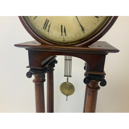 35 - Late Georgian Drum Clock on Four Grecian Pillars by Carter of Salisbury - Seen Working - 89cm High