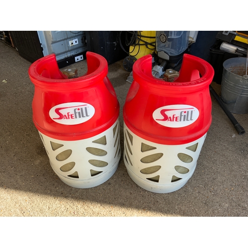 81A - 2x Safefill Gas Cylinders - One Full, One 1/4 Full