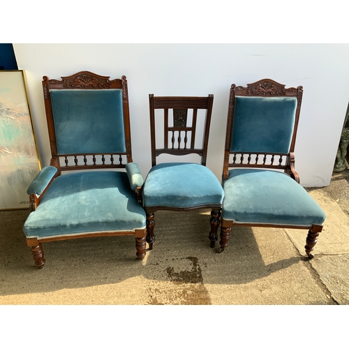 624 - 3x Edwardian Mahogany Chairs