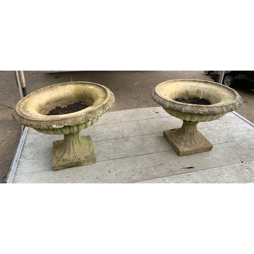 36 - Pair of Pedestal Concrete Planters