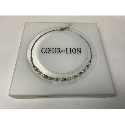 909 - Coeur de Lion Crystal and Pearl Necklace in Original Box