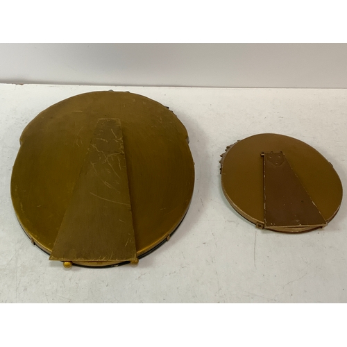 312 - 2x 1920/30s Barbola Mirrors, Easel Backed - Largest 42cm High