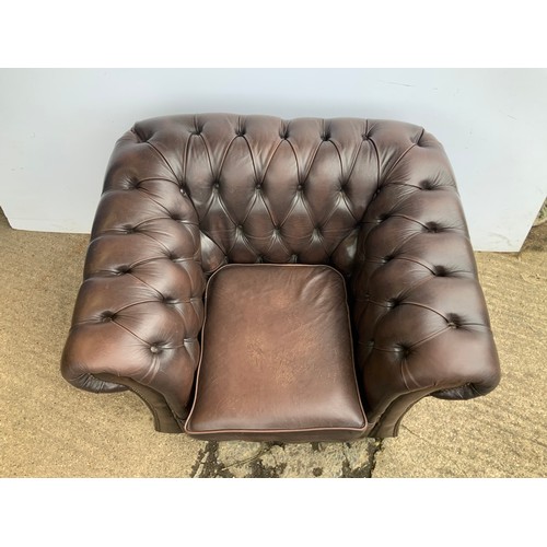 141 - Brown Leather Chesterfield Club Chair