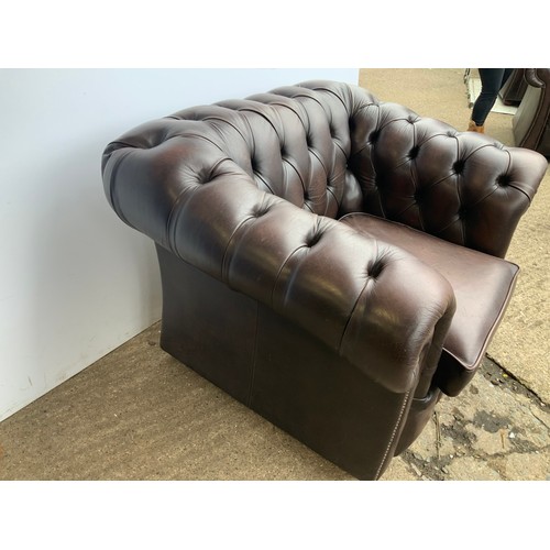 141 - Brown Leather Chesterfield Club Chair