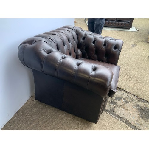 140 - Brown Leather Chesterfield Club Chair