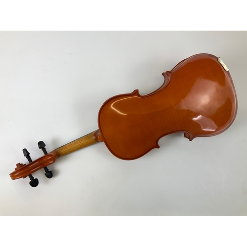 438 - Cased Violin with Paper Label - Carl Anton Lippold. With sales invoice dated 1977