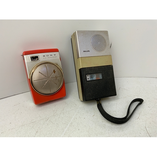 939 - Retro Sony Transistor Radio and Philips Mini Tape Player