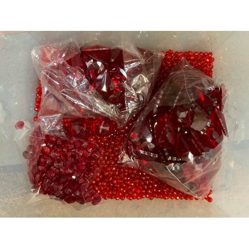 462 - Large Quantity of Red Glass Beads and Droplets
