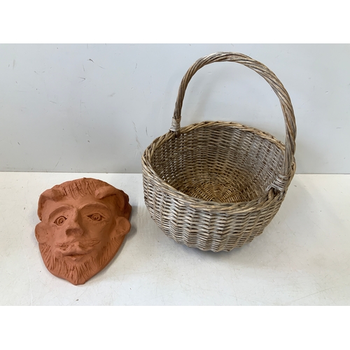 487 - Terracotta Wall Pocket and Basket