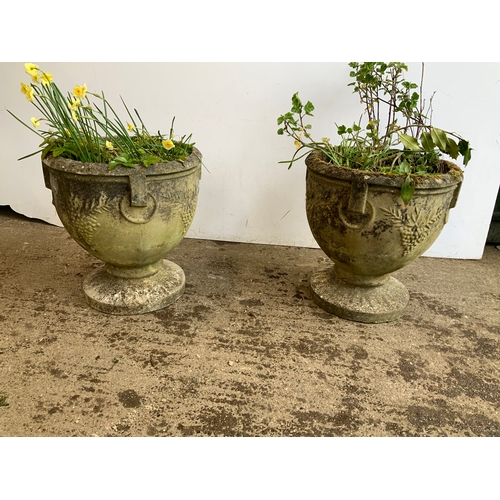 126 - Pair of Concrete Urn Planters - 50cm High