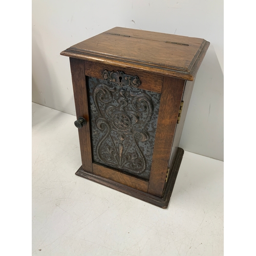 211 - Smokers Cabinet with Silver Mounted Doulton Jar
