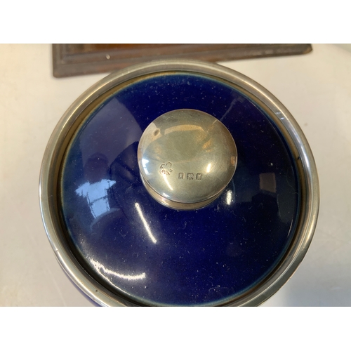 211 - Smokers Cabinet with Silver Mounted Doulton Jar