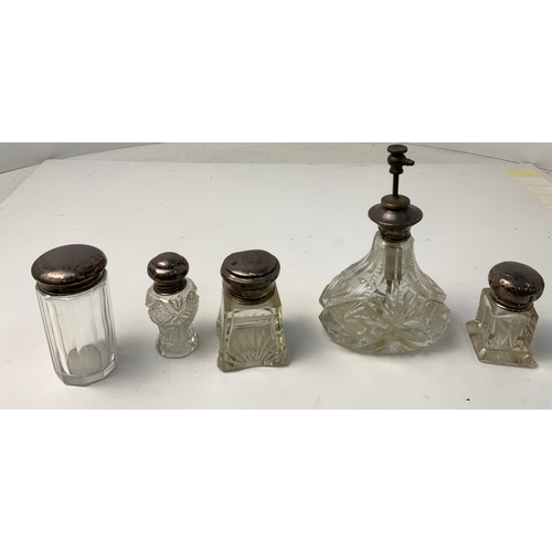 912 - 5x Small Bottles - Some Marked Silver